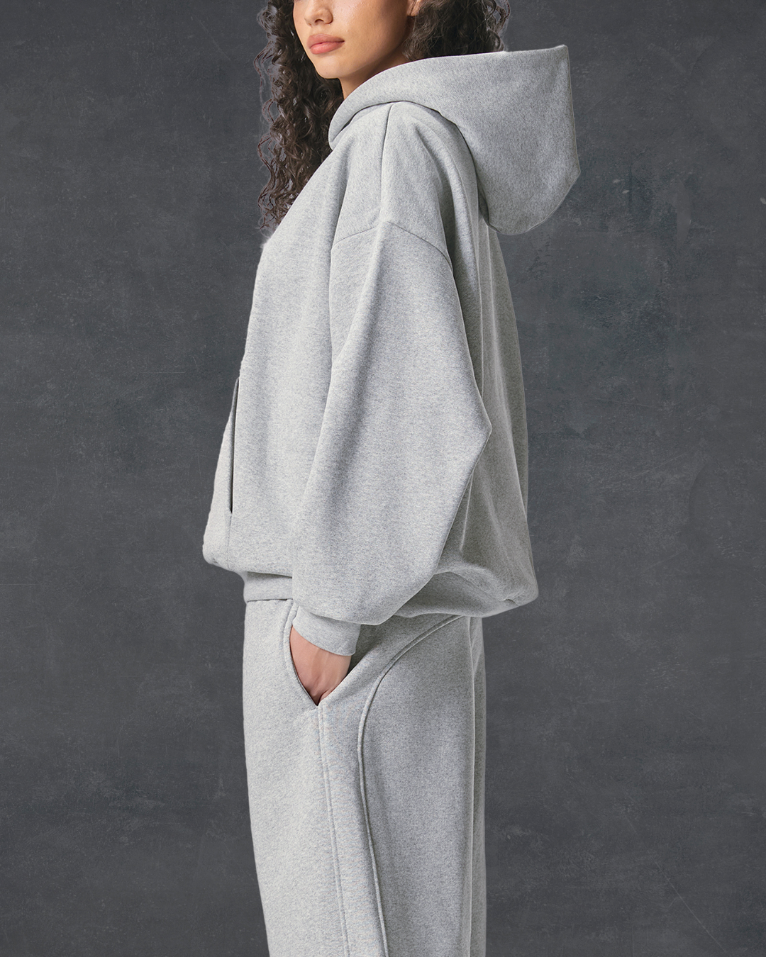 Essential Heavyweight Hoodie - Flower Grey