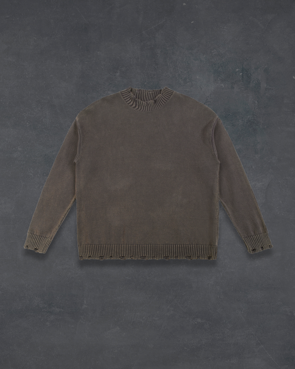 Frayed-Hem Sweater – Moss Dusk