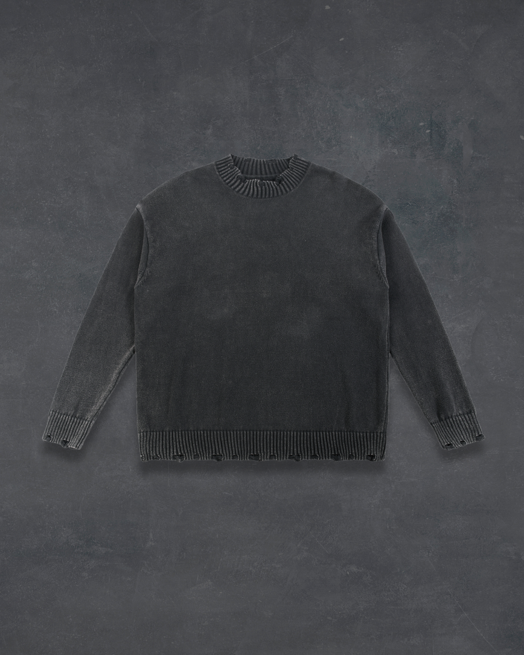 Frayed-Hem Sweater – Obsidian