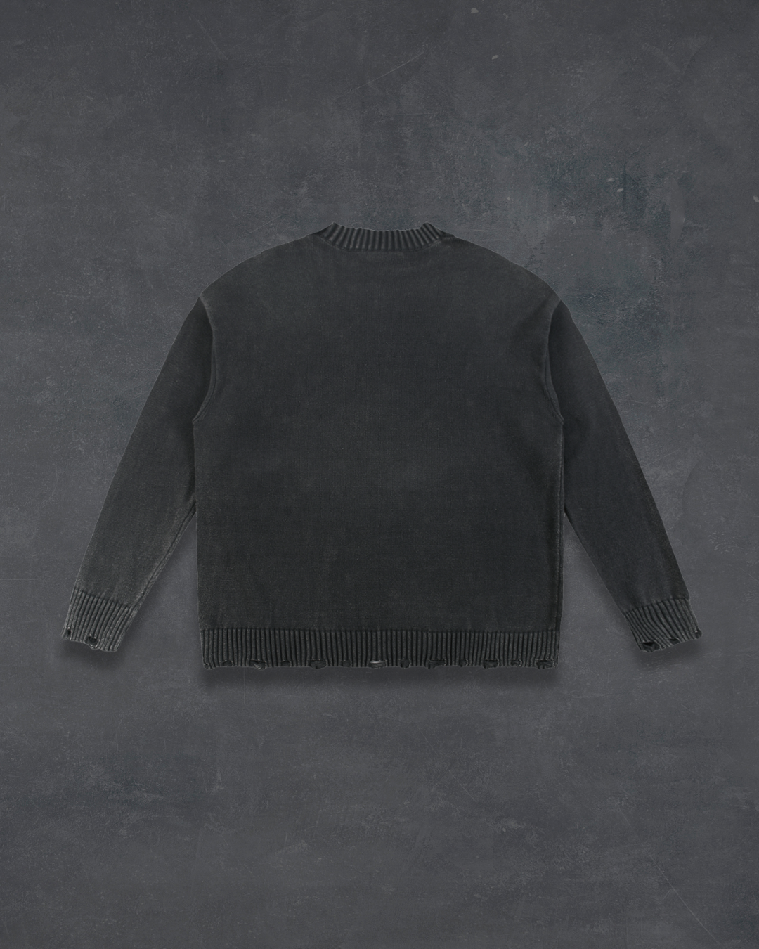 Frayed-Hem Sweater – Obsidian
