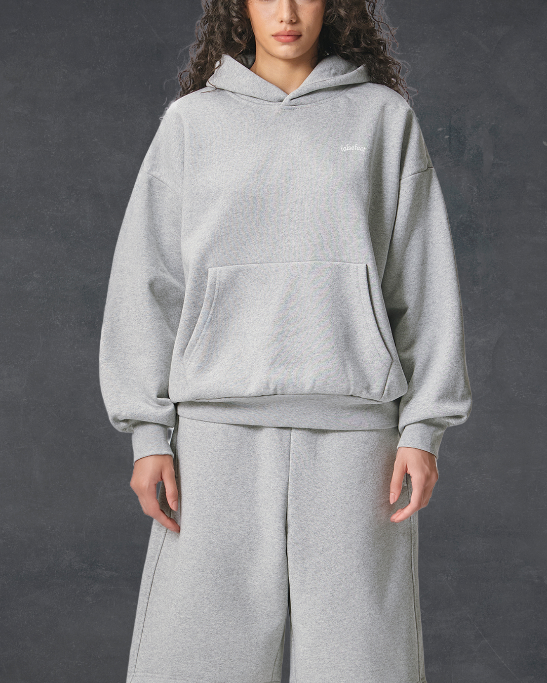 Essential Heavyweight Hoodie - Flower Grey