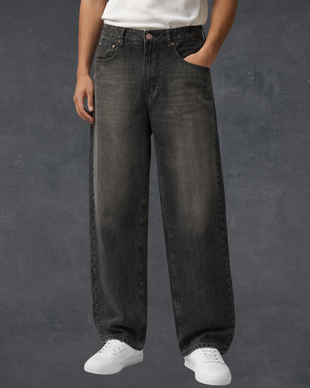 Vintage Wash Heavyweight Denim Jeans - Obsidian